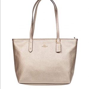 Coach City Zip Top Purse Metallic Gold F16224 NWT